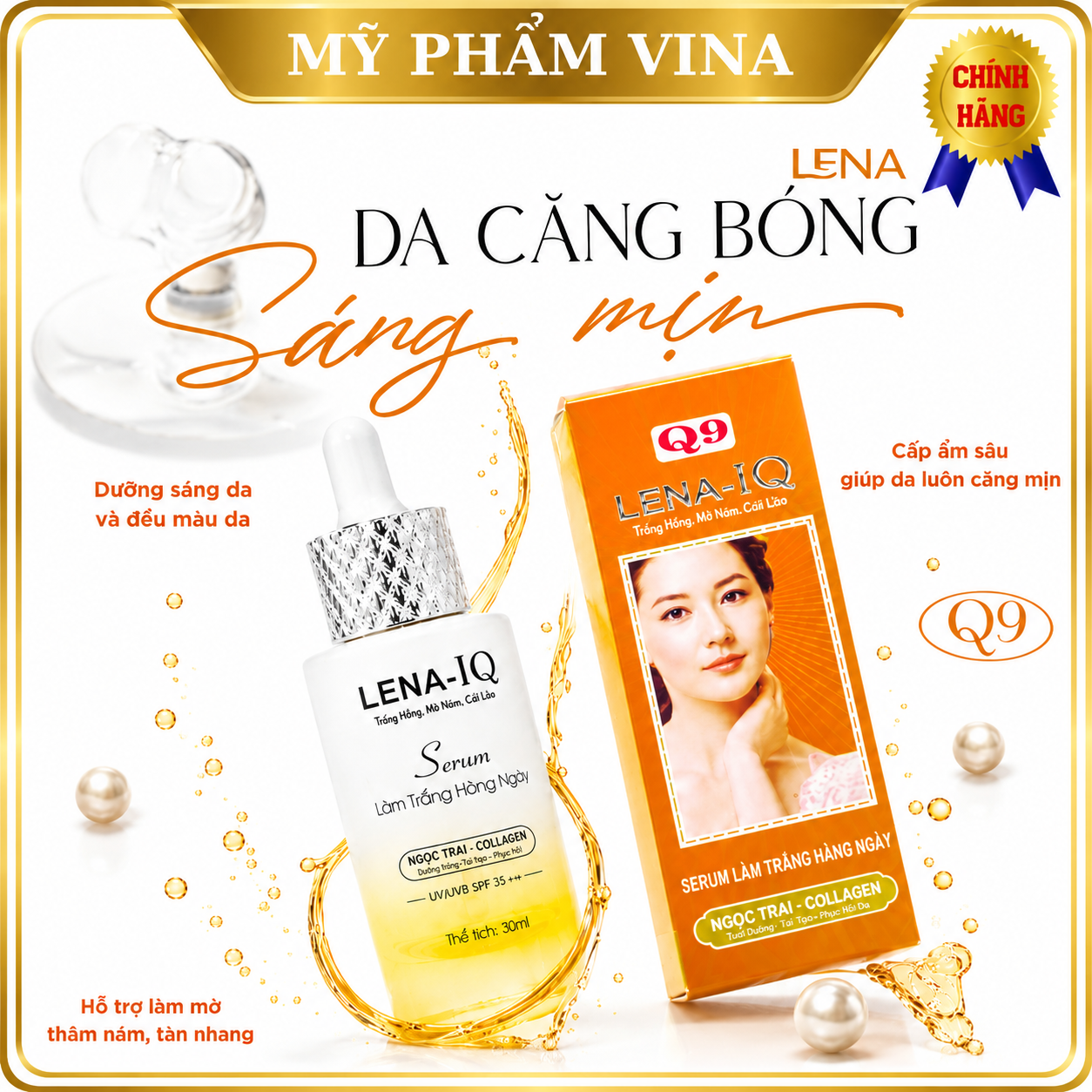 Serum Làm Trắng Hàng Ngày LENA-IQ _Q9 50ML - Hỗ Trợ Trắng Da, Ngừa Mụn, Mờ Nám, Chăm Sóc Da 1