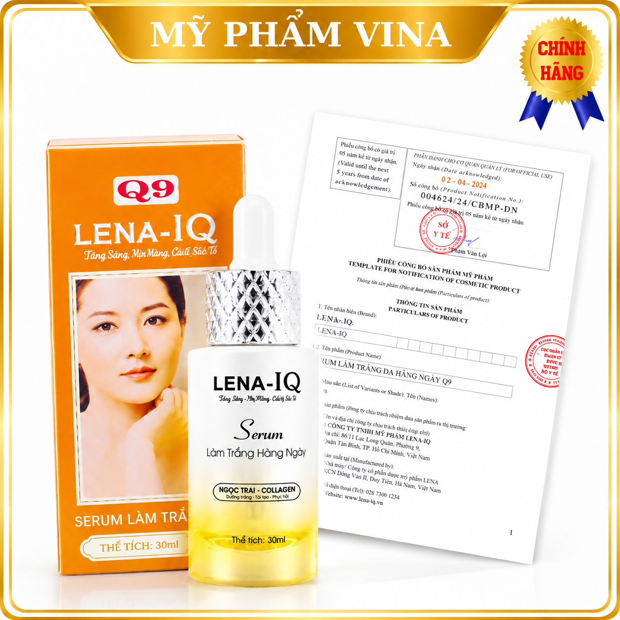 Serum Làm Trắng Hàng Ngày LENA-IQ _Q9 50ML - Hỗ Trợ Trắng Da, Ngừa Mụn, Mờ Nám, Chăm Sóc Da 2