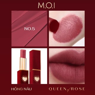 Son Thỏi Cao Cấp Queen Of Rose #5. Hồng nâu (tặng hủ tẩy tbc cám gạo) - M.O.I COOSMETIC HỒ NGỌC HÀ	