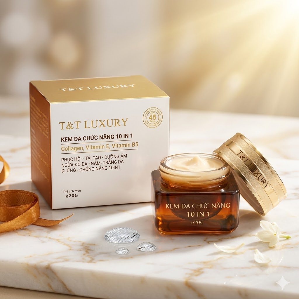 Kem T&T LUXURY đa chức năng 10 IN1 phục hồi - tái tạo - dưỡng ẩm - nám - trắng da - chống nắng SPF 45 PA++  20gr 2
