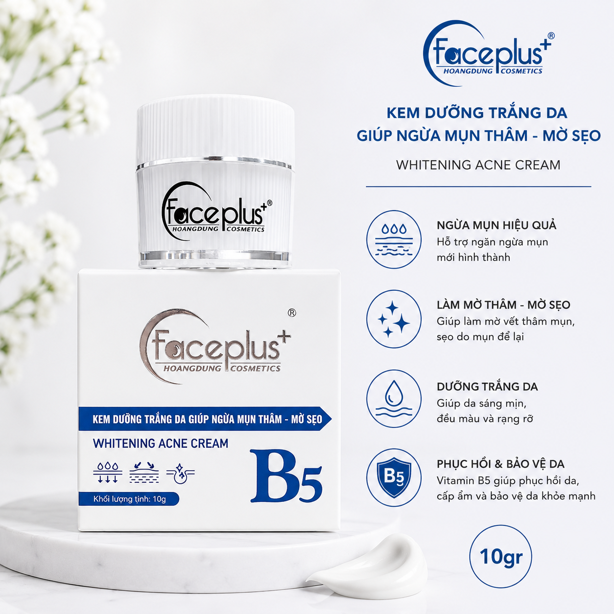 Kem FacePlus+ dưỡng trắng da ngừa mụn thâm 10gr 1