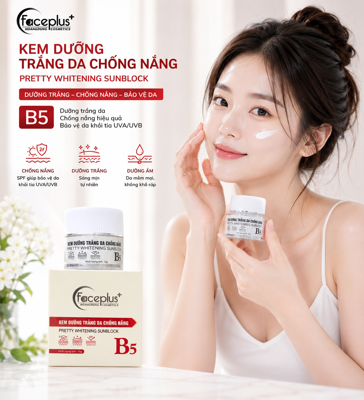Kem FacePlus+ Dưỡng Trắng Da Chống Nắng 15gr 2