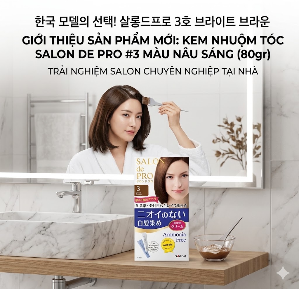 	Kem Nhuộm Tóc Phủ Bạc Cho Nữ Salon De Pro - #3 (Bright Brown): Nâu sáng 2