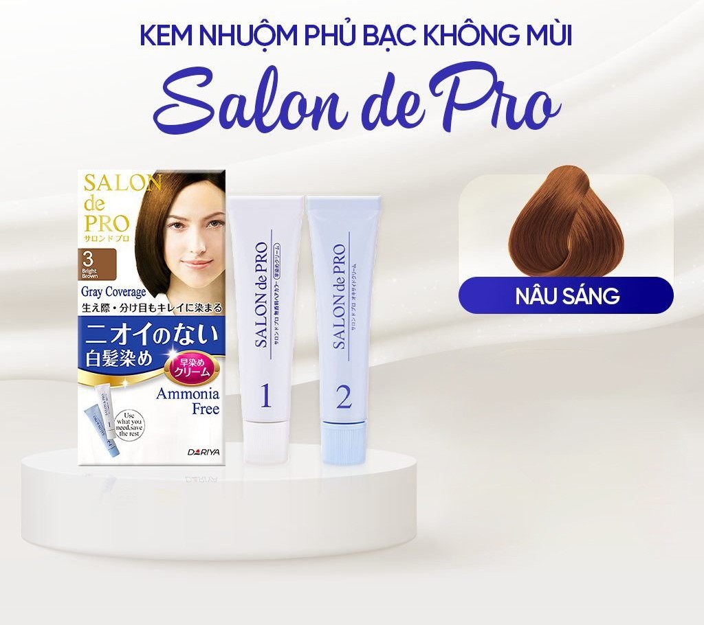 	Kem Nhuộm Tóc Phủ Bạc Cho Nữ Salon De Pro - #3 (Bright Brown): Nâu sáng 1