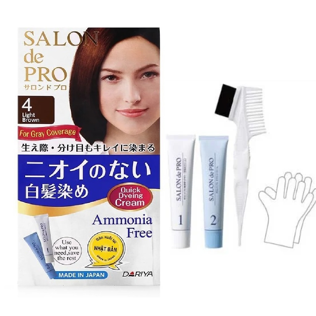 	Kem Nhuộm Tóc Phủ Bạc Cho Nữ Salon De Pro - #4 (Light Brown): Nâu nhạt 2