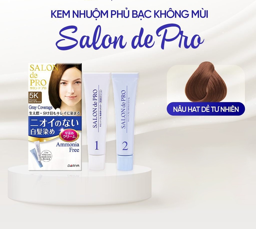 	Kem Nhuộm Tóc Phủ Bạc Cho Nữ Salon De Pro - #5K (Chestnut Natural Brown): Nâu hạt dẻ tự nhiên 2