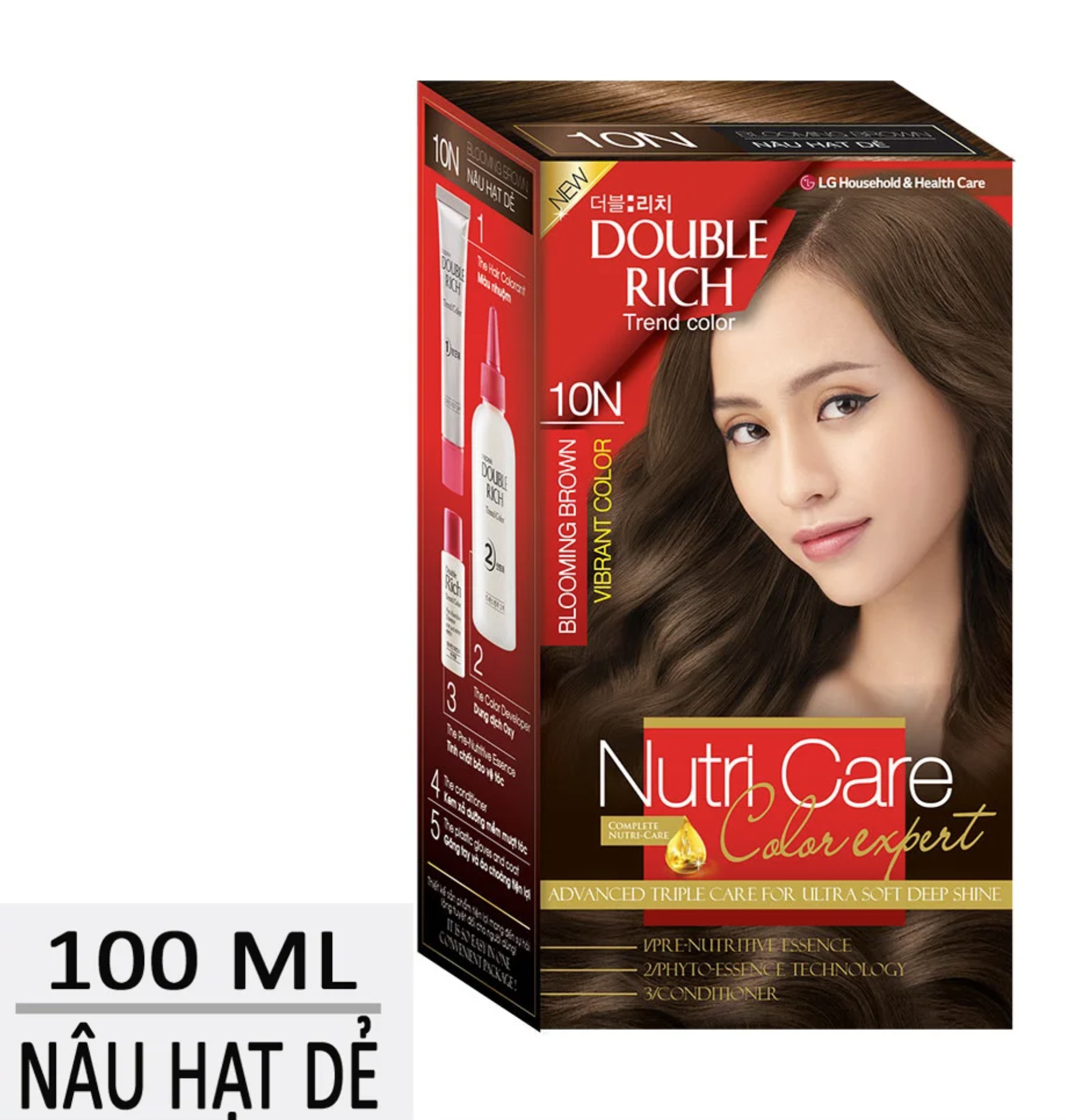 Thuốc nhuộm tóc Double Rich 10N #Blooming Brown: Nâu hạt dẻ 1