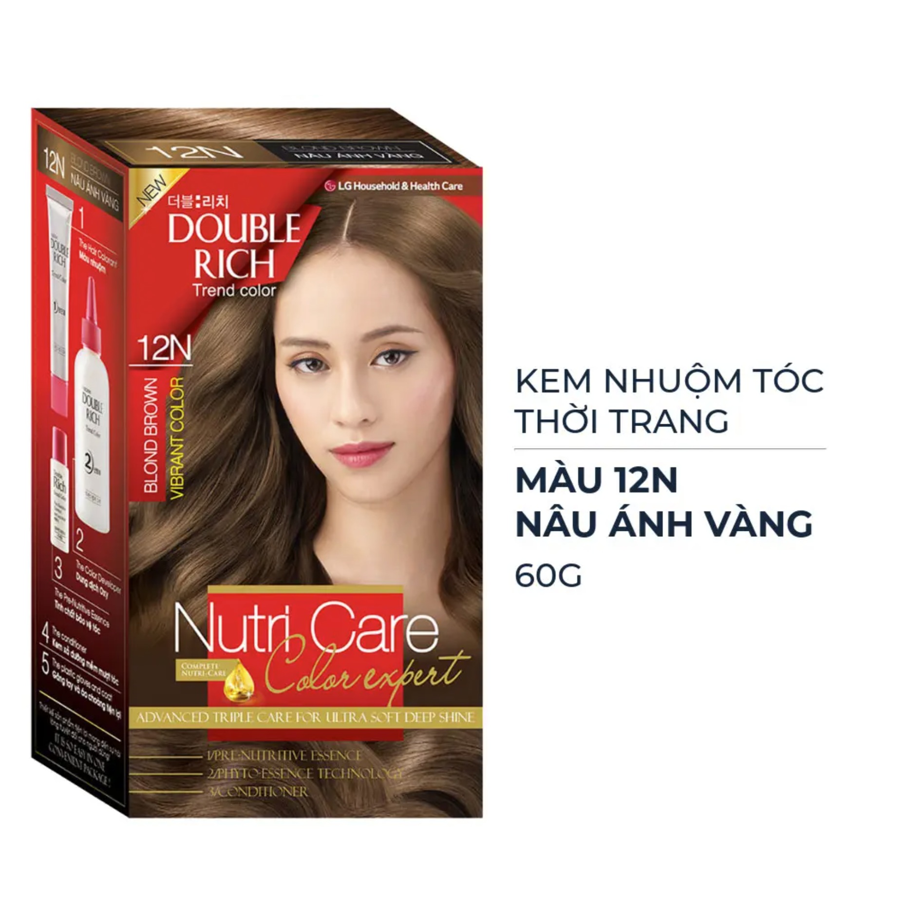 Thuốc nhuộm tóc Double Rich 12N #Blond Brown: Nâu ánh vàng 1