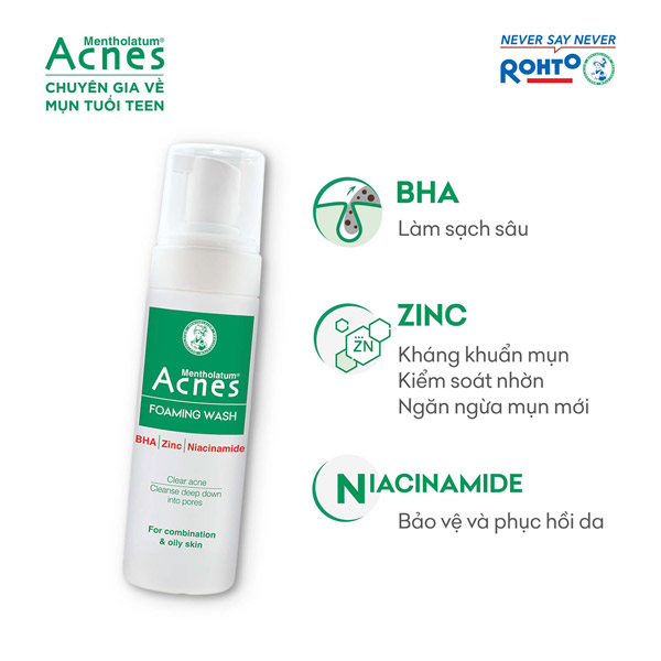 Dung dịch tạo bọt ngăn ngừa mụn Acnes Foaming Wash 150ml