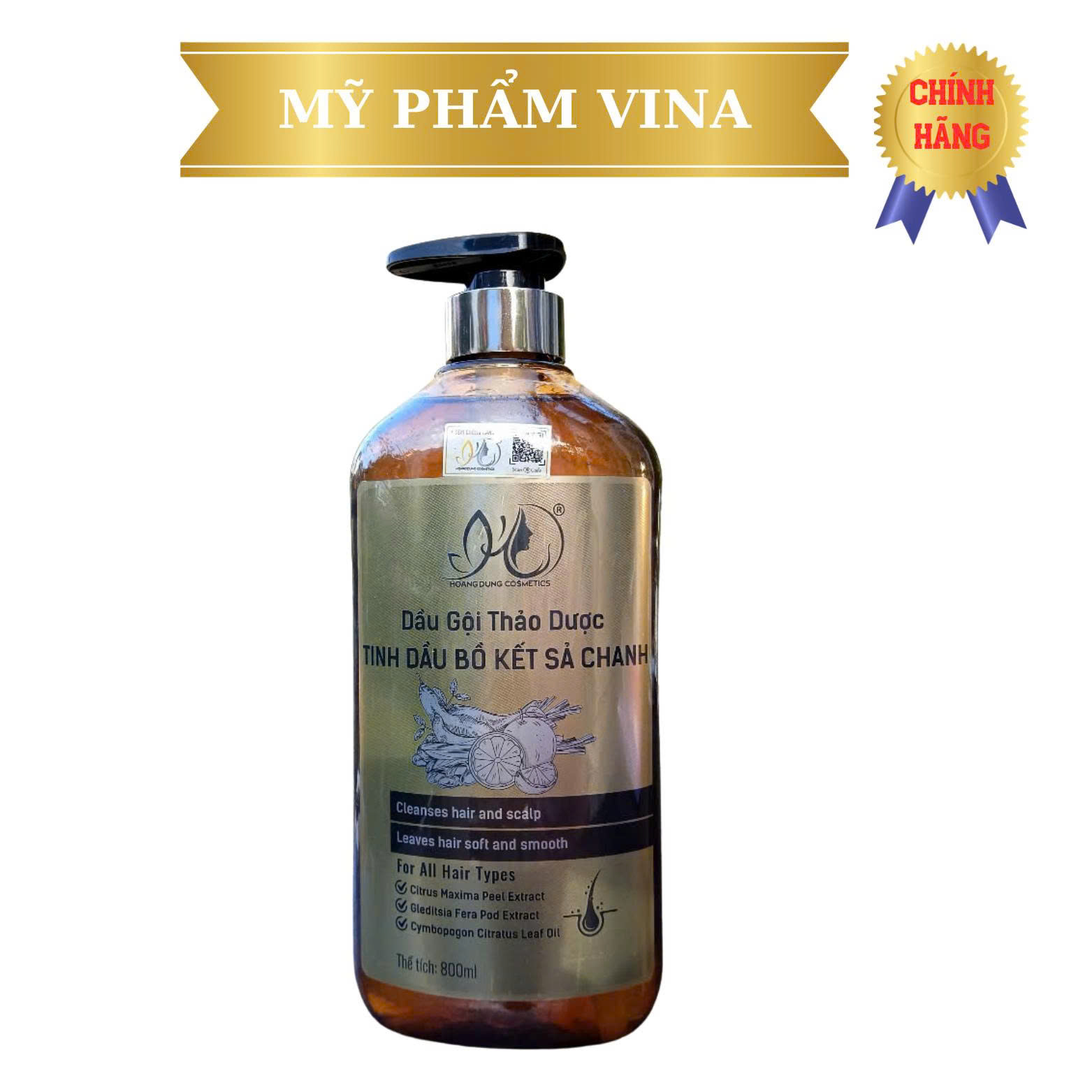 Dầu Gội Thảo Dược HD Hoàng Dũng - Tinh Dầu Bồ Kết Sả Chanh 800ml 1