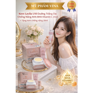 Kem Lavila L10 Dưỡng Trắng Da Chống Nắng AHA-BHA-Vitamin C 25GR - Tặng kem chống nắng 20ml