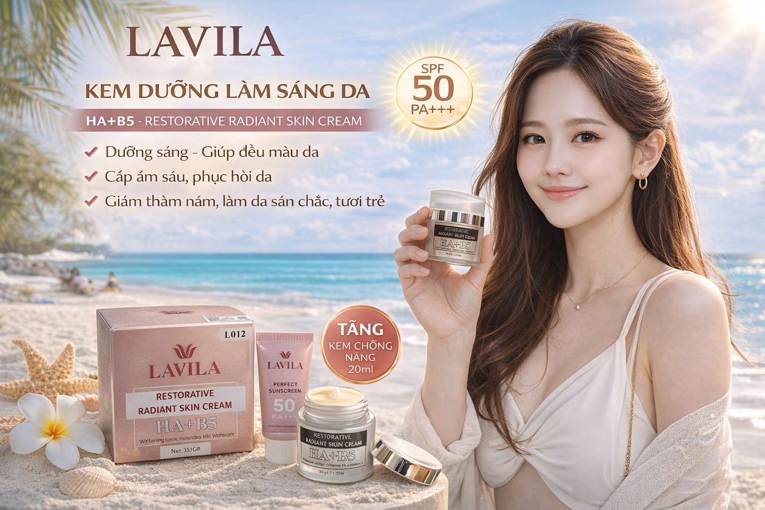 Kem Lavila L12 Restorative Radiant Skin Cream HA+B5 - Kem Dưỡng Làm Sáng Da 35GR (TẶNG KEM CHỐNG NẮNG 20ML) 1