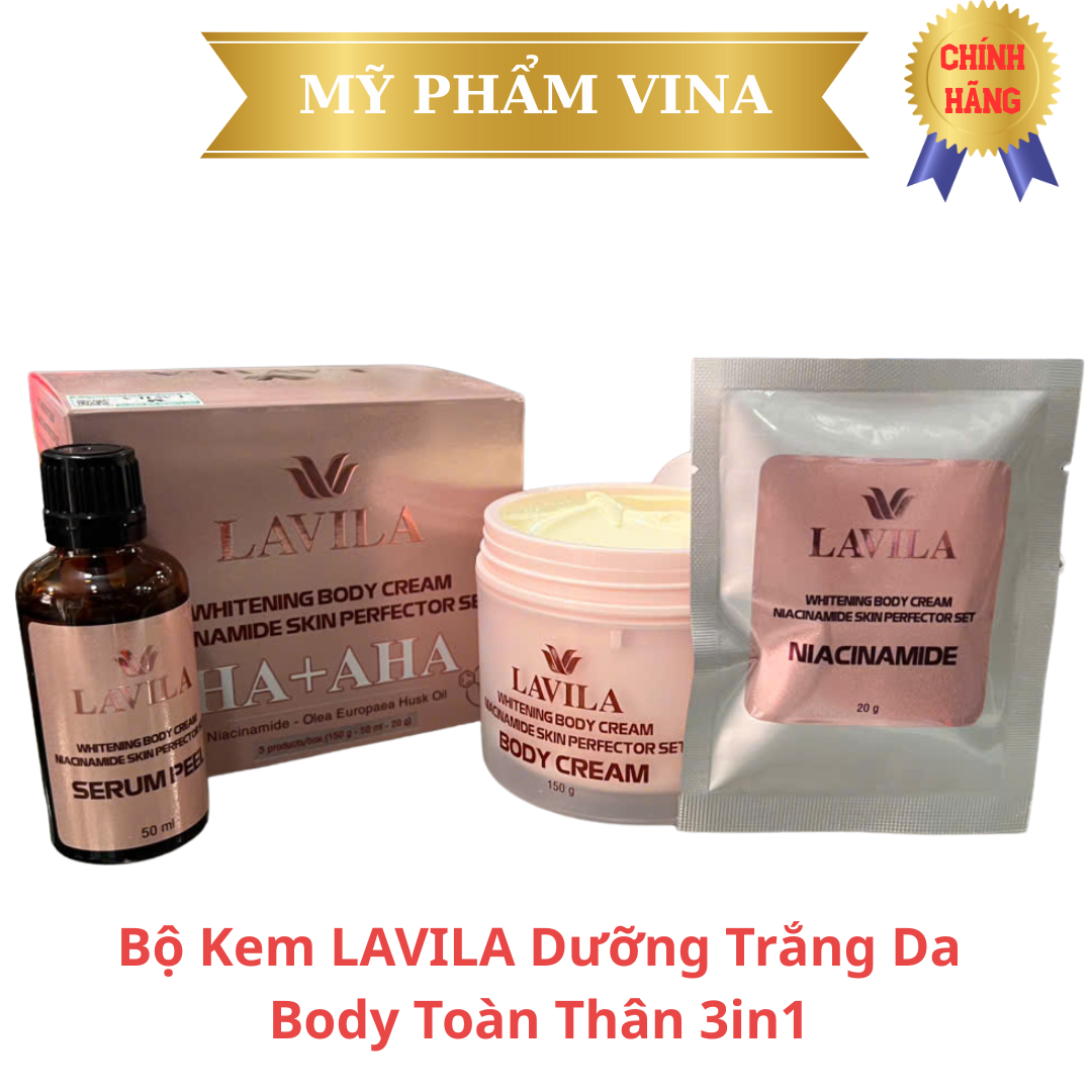 Bộ Kem LAVILA Dưỡng Trắng Da Body Toàn Thân 3in1 1