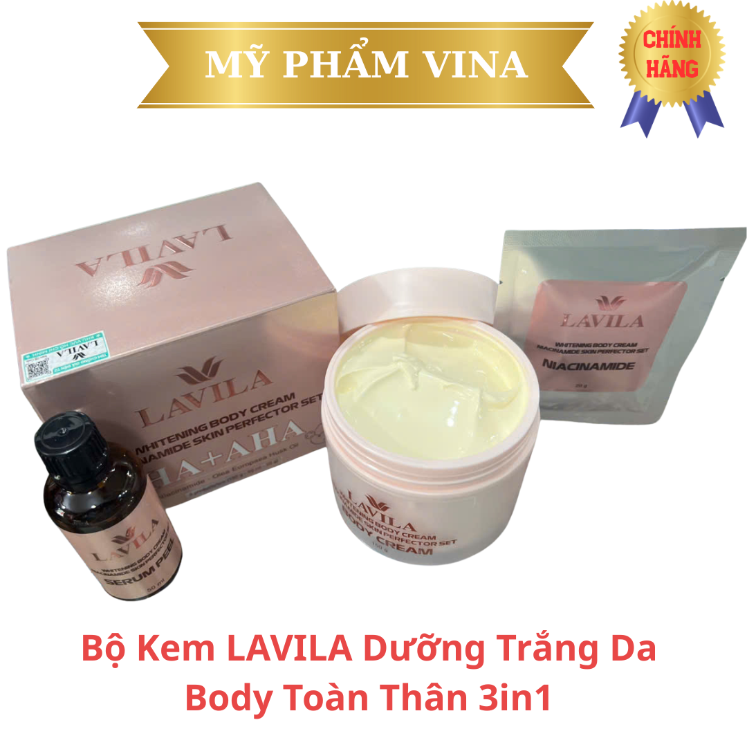 Bộ Kem LAVILA Dưỡng Trắng Da Body Toàn Thân 3in1 2