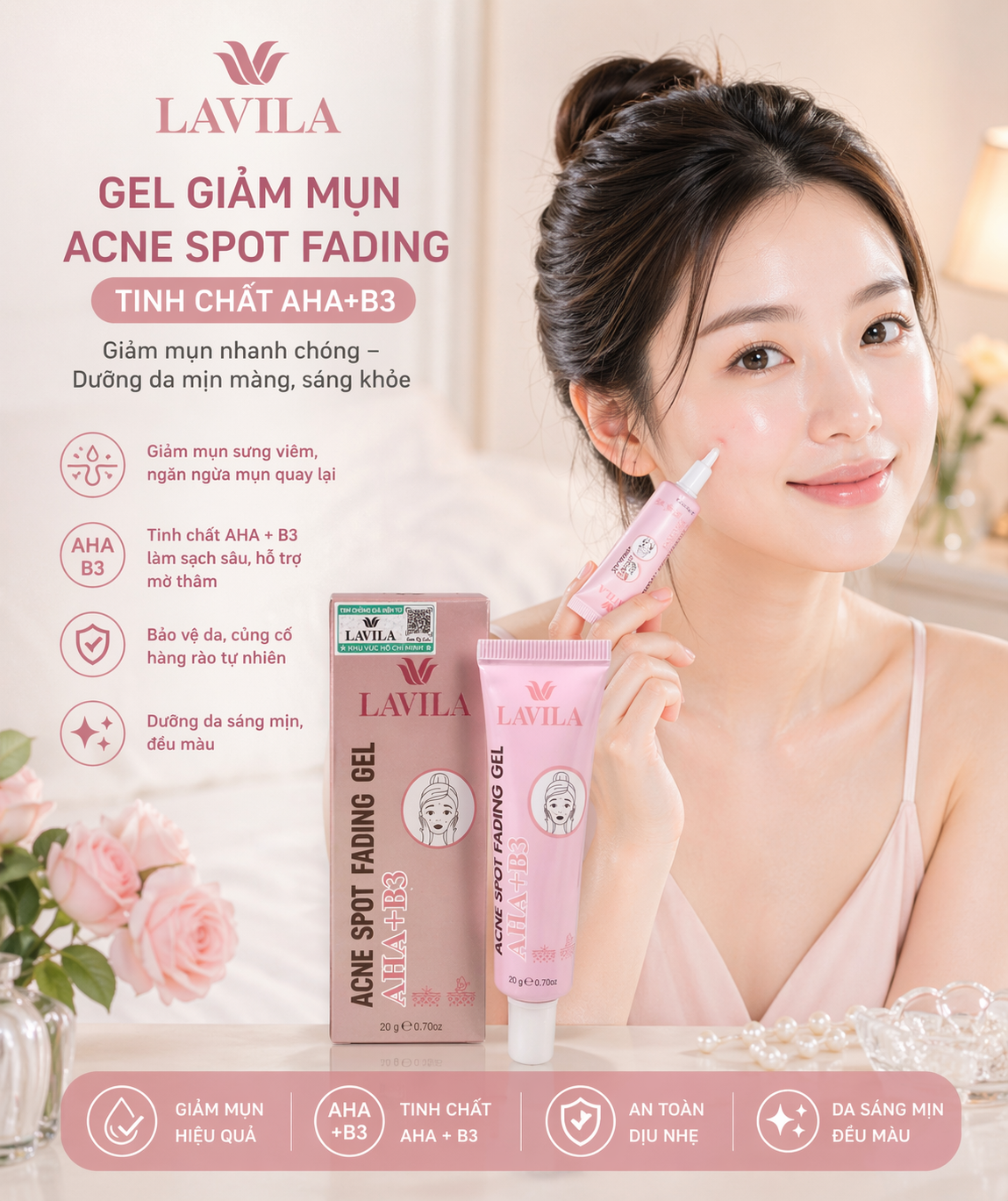 Gel Giảm Mụn Lavila Acne Spot Fading Tinh Chất AHA+B3 20GR 1