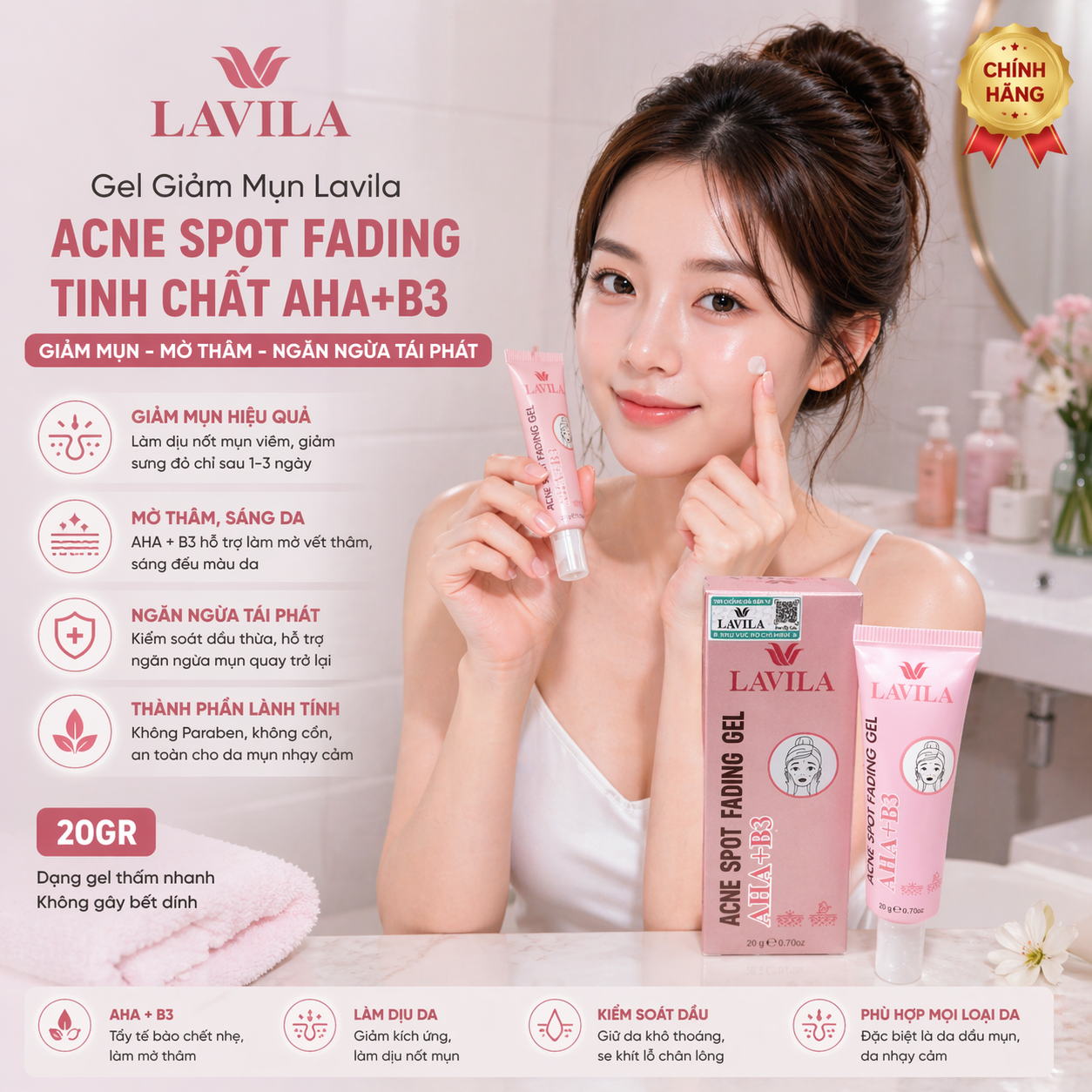 Gel Giảm Mụn Lavila Acne Spot Fading Tinh Chất AHA+B3 20GR 2