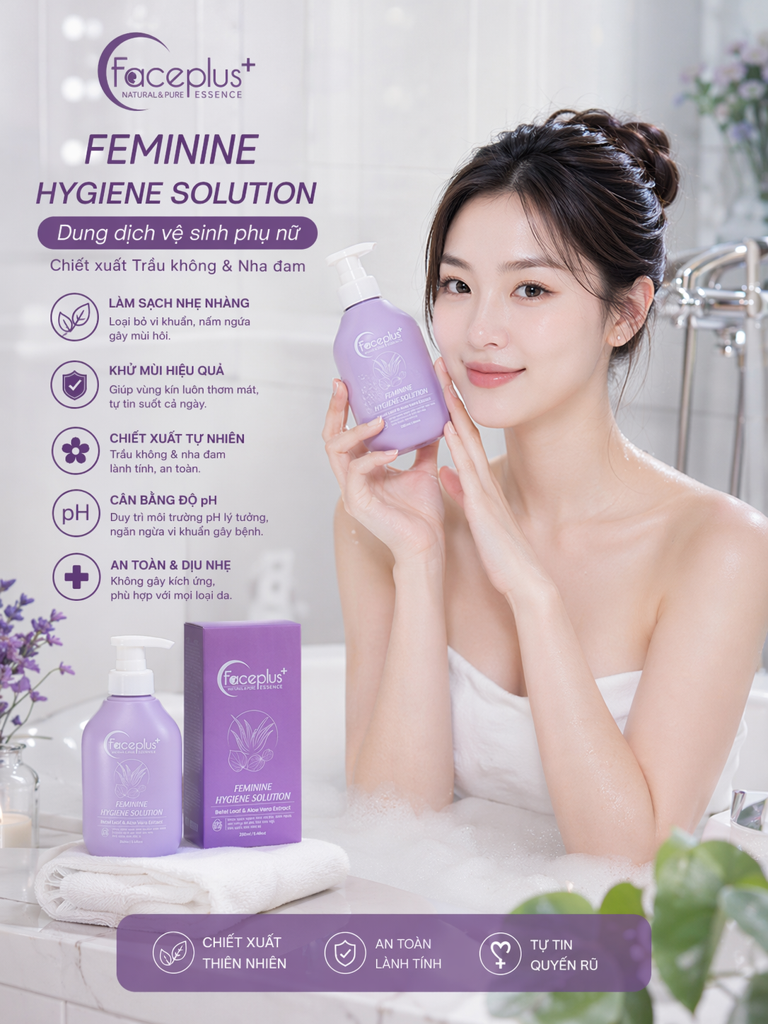 ( Màu tím) Dung dịch vệ sinh Faceplus+ Feminine Hygience Solution 280ml 1
