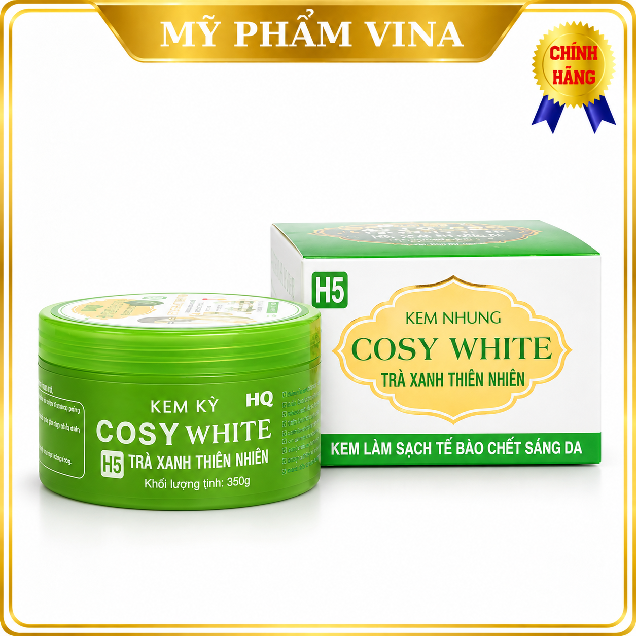 Kem tẩy tế bào da chết HQ Cosy White H5 tinh chất trà xanh 250gr 1