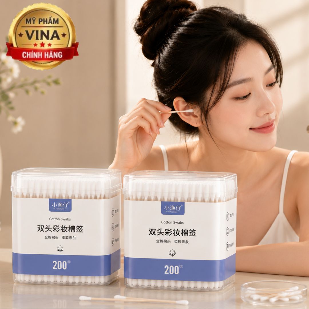 COMBO 2 Hộp 200 Cây Tăm Bông Cotton Swabs 1