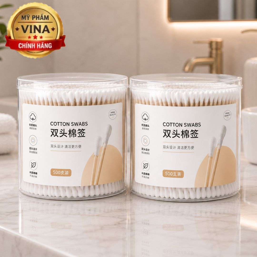 COMBO 2 Hộp 500 Cây Tăm Bông COTTON SWABS 1