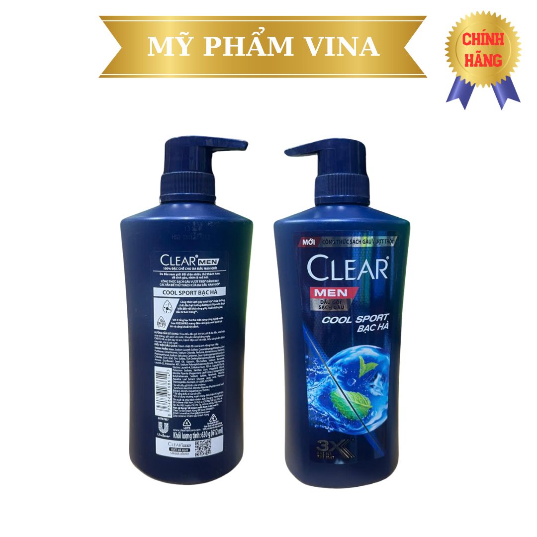 Dầu gội sạch gàu Clear Men Cool Sport bạc hà 650ml 2