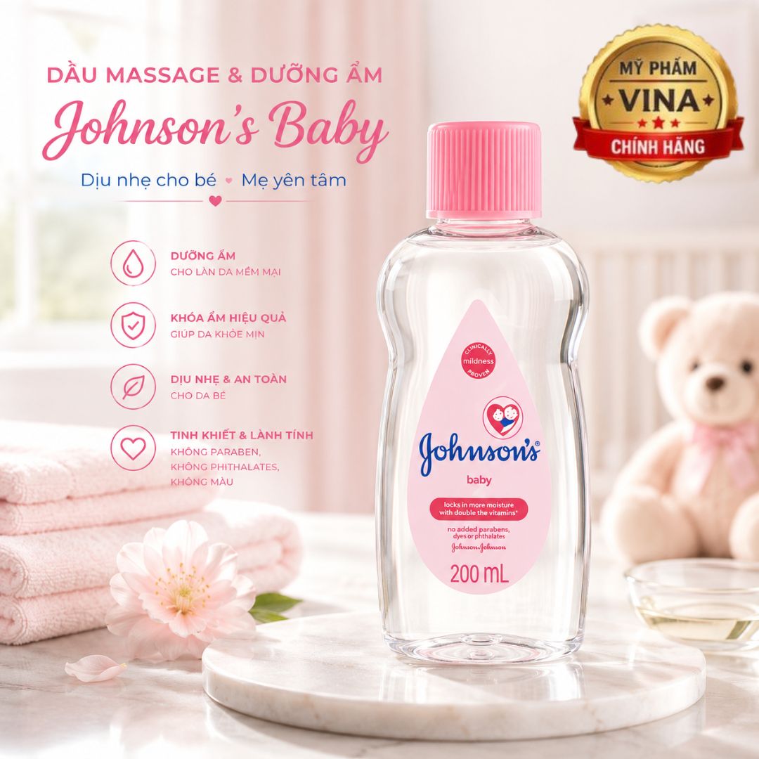 Dầu masage và dưỡng ẩm Johnsons Baby (200ml) 1