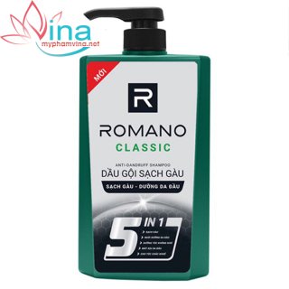 Dầu gội sạch gàu dưỡng da đầu Romano Classic 5 in1 650g