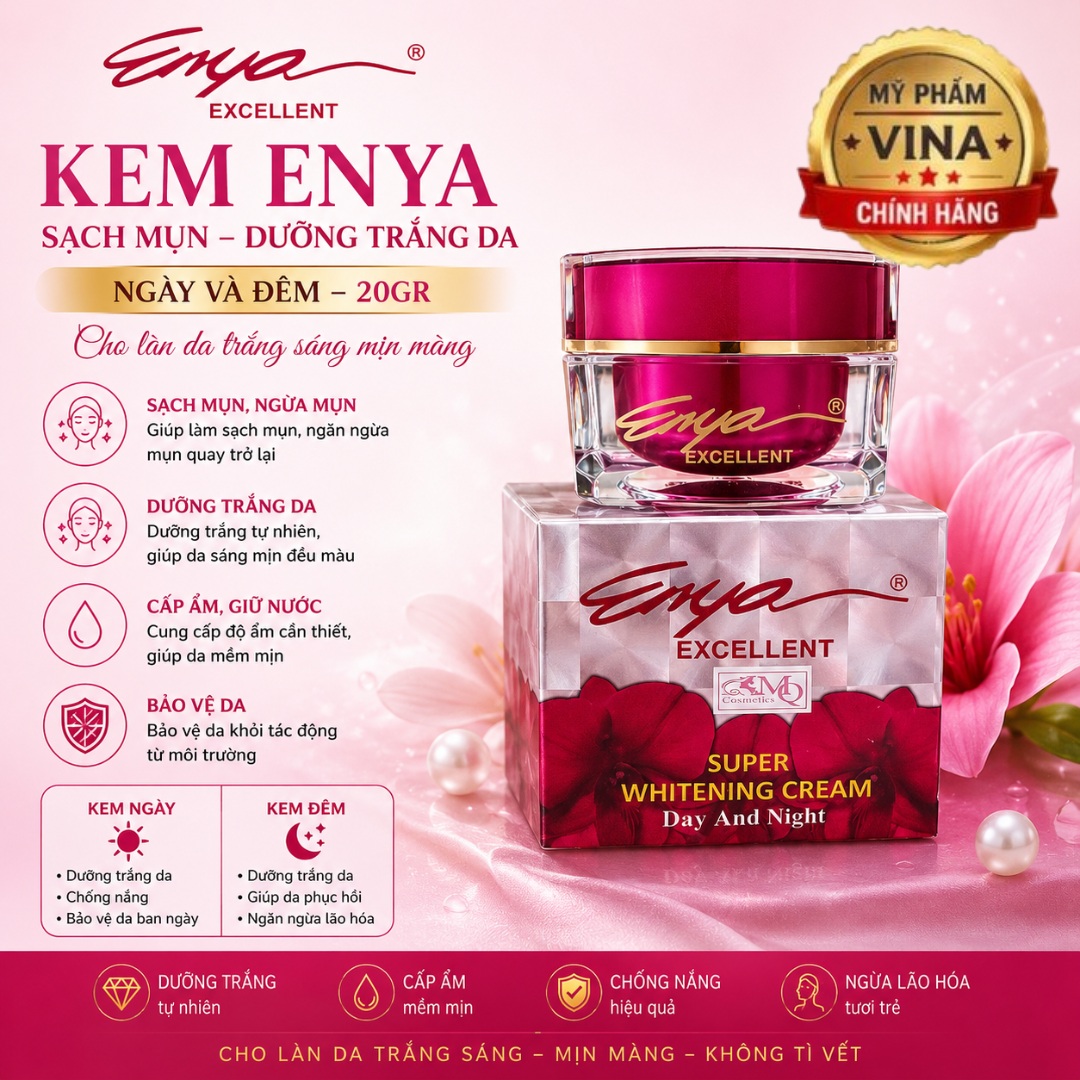 Kem Dưỡng Da ENYA Dưỡng Trắng, Ngừa Mụn Ngày & Đêm 20G 1