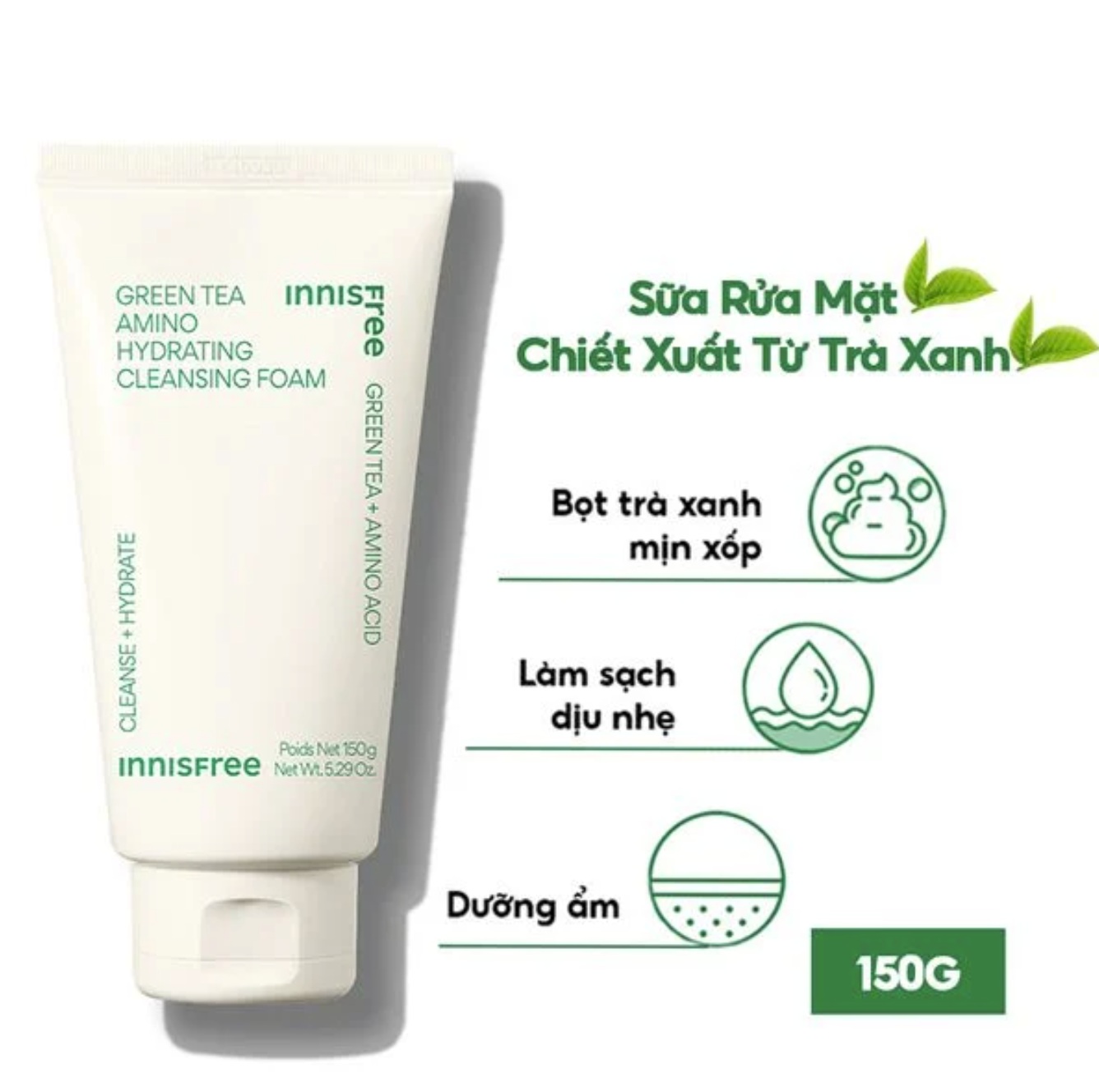 Sữa Rửa Mặt Trà Xanh Innisfree Green Tea Foam Cleanser 150ml 2