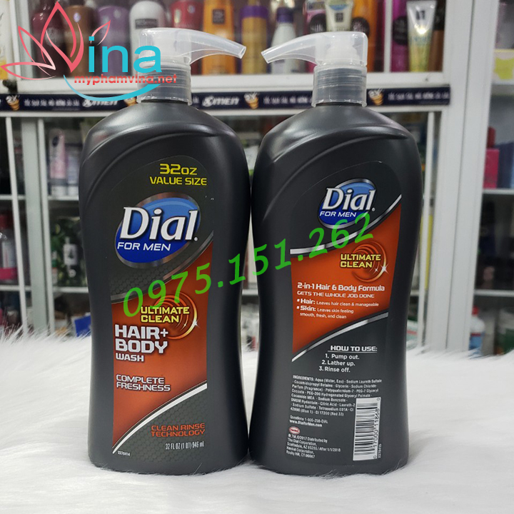 Sữa Tắm Gội Cho Nam Dial Ultimate Clean Ultimate Clean Hair And Body Wash 950ml