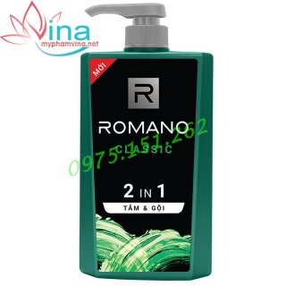 Dầu Tắm Gội 2 Trong 1 Romano Classic 650g