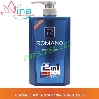 Dầu Tắm Gội 2 Trong 1 Dành Cho Nam Romano Force (650g)