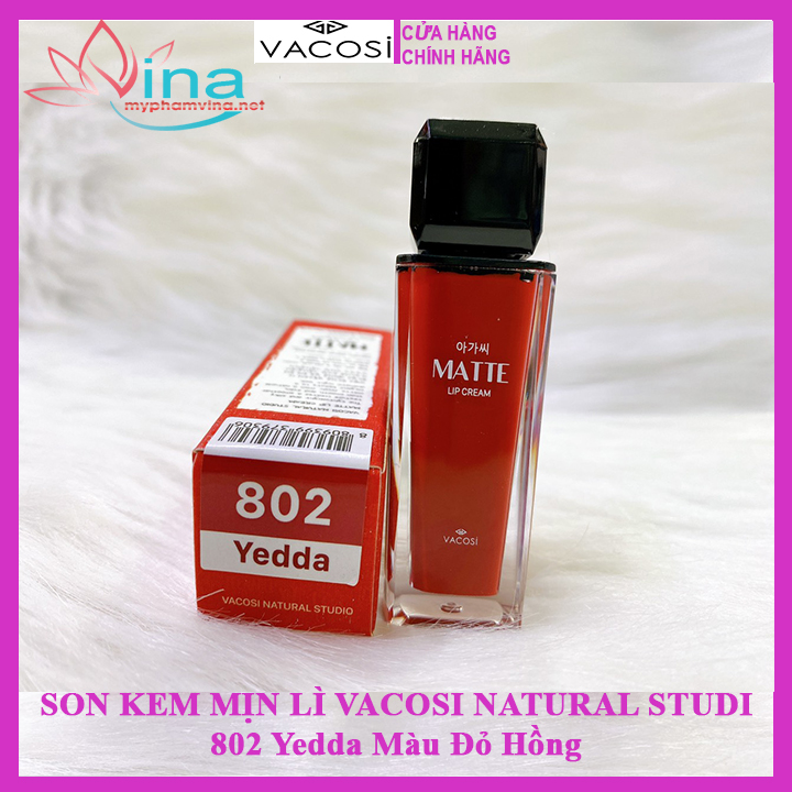 SON KEM MỊN LÌ VACOSI NATURAL STUDIO MATTE LIP CREAM #802: ĐỎ HỒNG