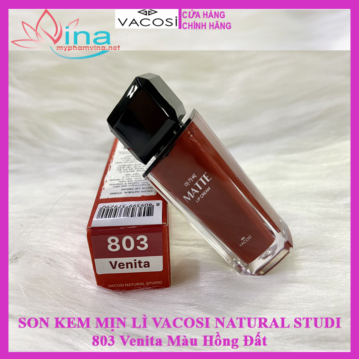 SON KEM MỊN LÌ VACOSI NATURAL STUDIO MATTE LIP CREAM #803 VENITA MÀU HỒNG ĐẤT