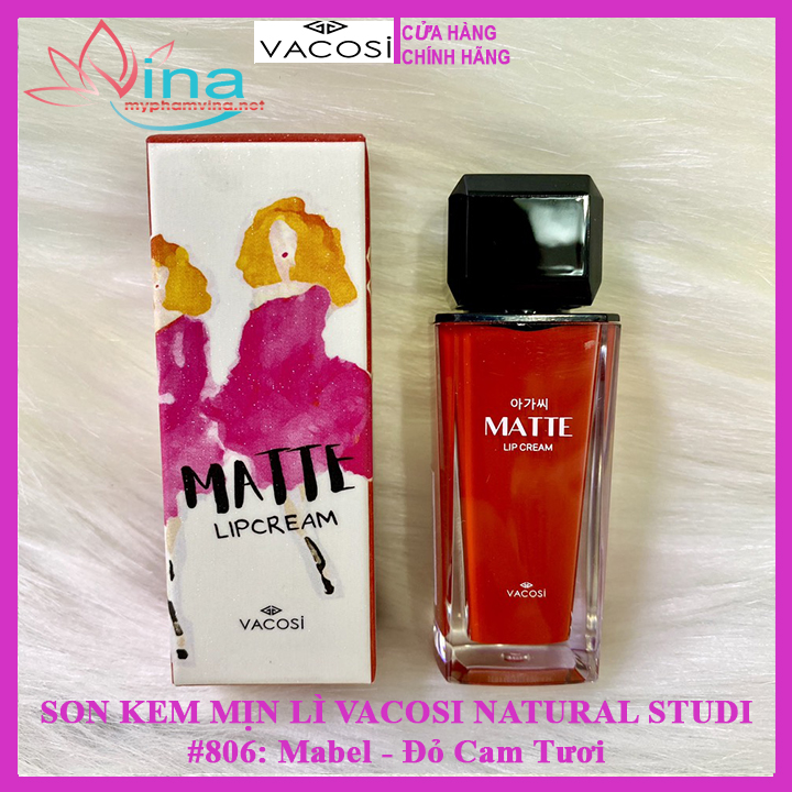 SON KEM MỊN LÌ VACOSI NATURAL STUDIO MATTE LIP CREAM #806: MABEL - ĐỎ CAM TƯƠI