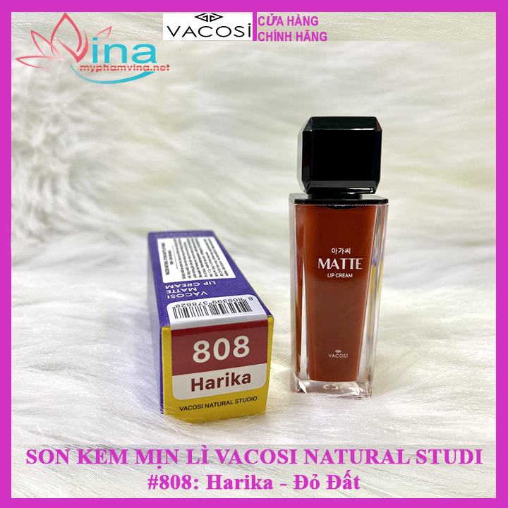 SON KEM MỊN LÌ VACOSI NATURAL STUDIO MATTE LIP CREAM #808: HARIKA - ĐỎ ĐẤT 2