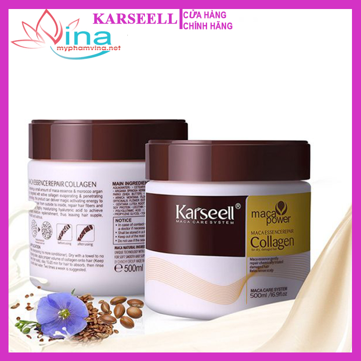 Hấp Phục Hồi Collagen Karseell Maca Siêu Mềm Mượt Tóc 500ml (Hũ)