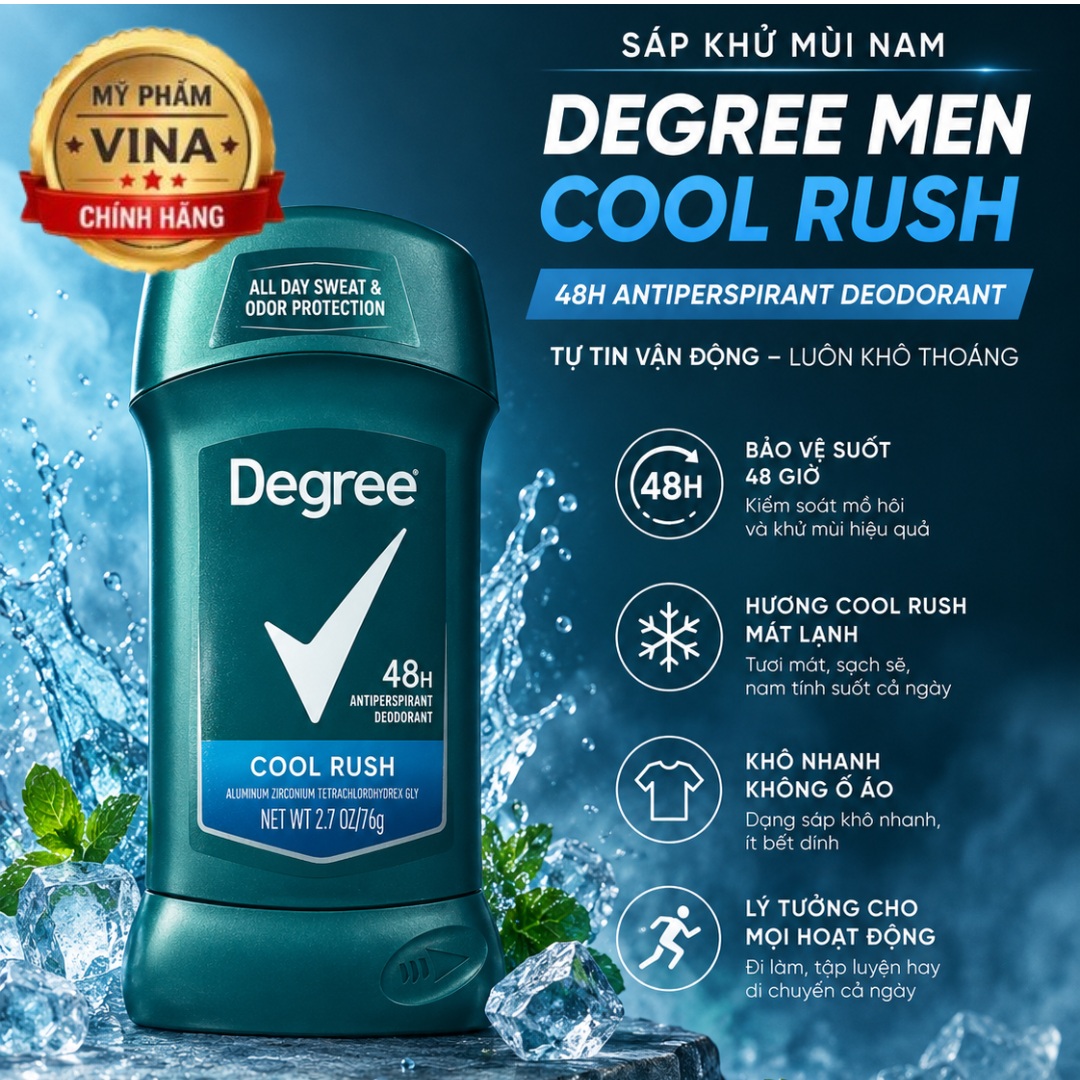 Sáp khử mùi cho nam Degree Men Cool Rush 48H Antiperspirant 76g 1
