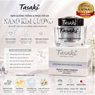 Kem Tasaki dưỡng trắng và phục hồi da Nano Kim Cương 25GR - Tasaki Whitening Moisture Night Cream 